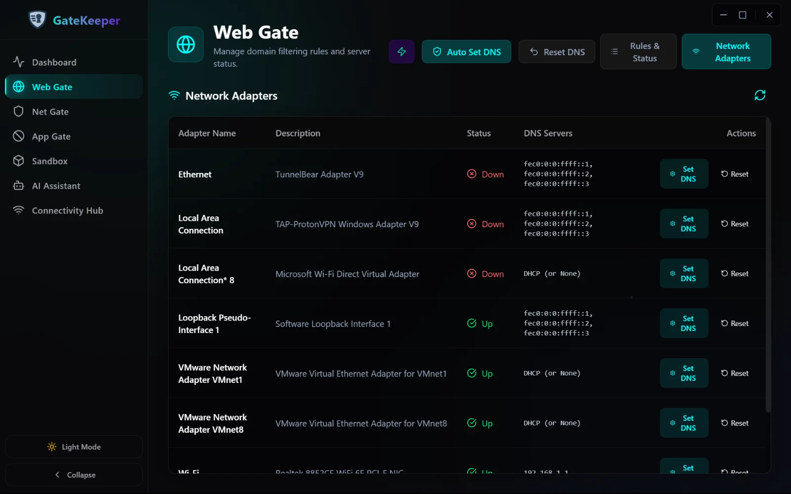 Web Gate network adapters