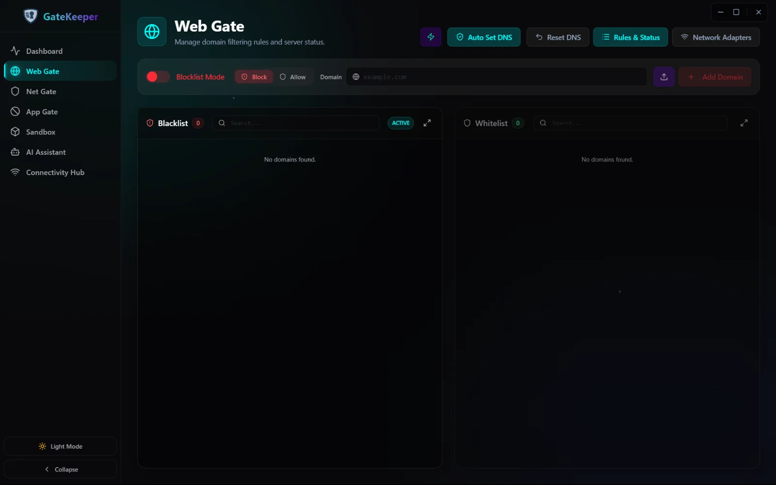 Web Gate domain filtering